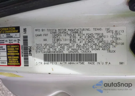 2013 Toyota Tacoma Prerunner V6 from USA, damaged, VIN 5TFTU4GN0DX038965